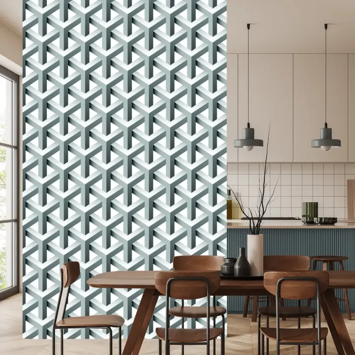 Tapeta Geometryczna – Abstrakcja 3D z Głębią do Salonu
