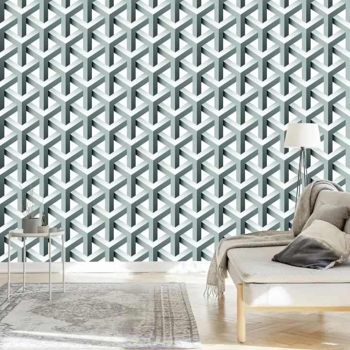 Tapeta Geometryczna – Abstrakcja 3D z Głębią do Salonu