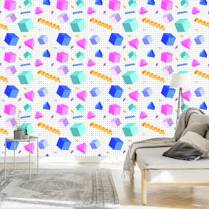 Tapeta Geometryczna 3D – Abstrakcyjne Sześciany i Kostki