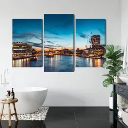 Obraz Wieloczęściowy Tamiza – Skyline Londynu o Zachodzie Słońca