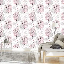 Tapeta Kwiaty i Ornamenty – Delikatne Róże i Geometryczne Wzory