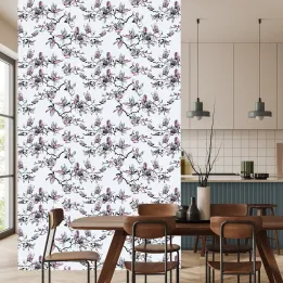 Tapeta Kwiaty Magnolii – Akwarelowe Gałęzie w Stylu Japońskiego Ogrodu