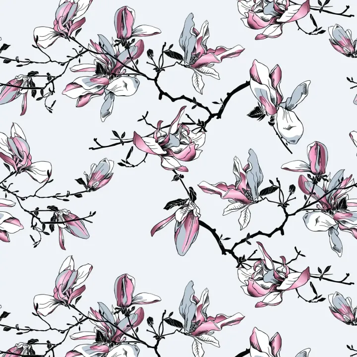 Tapeta Kwiaty Magnolii – Akwarelowe Gałęzie w Stylu Japońskiego Ogrodu – produkt