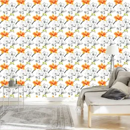 Tapeta Kwiaty Storczyki – Motyw Botaniczny z Orchideami