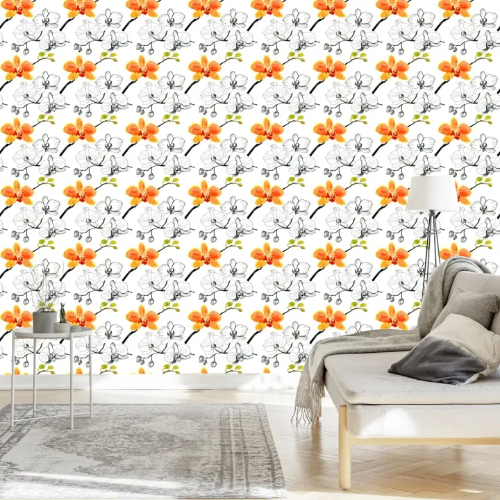 Tapeta Kwiaty Storczyki – Motyw Botaniczny z Orchideami