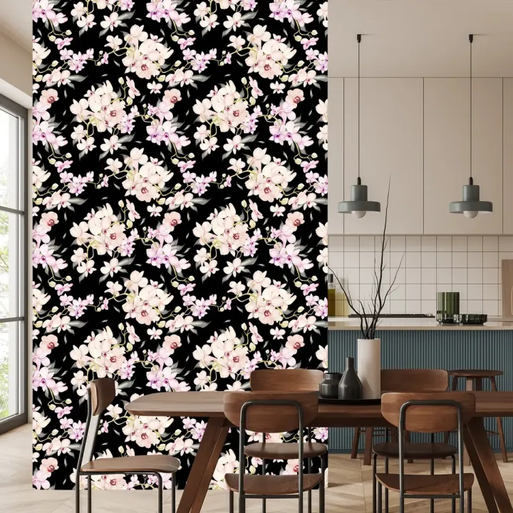 Tapeta Do Salonu Kwiaty Storczyki – Botaniczny Motyw Natury