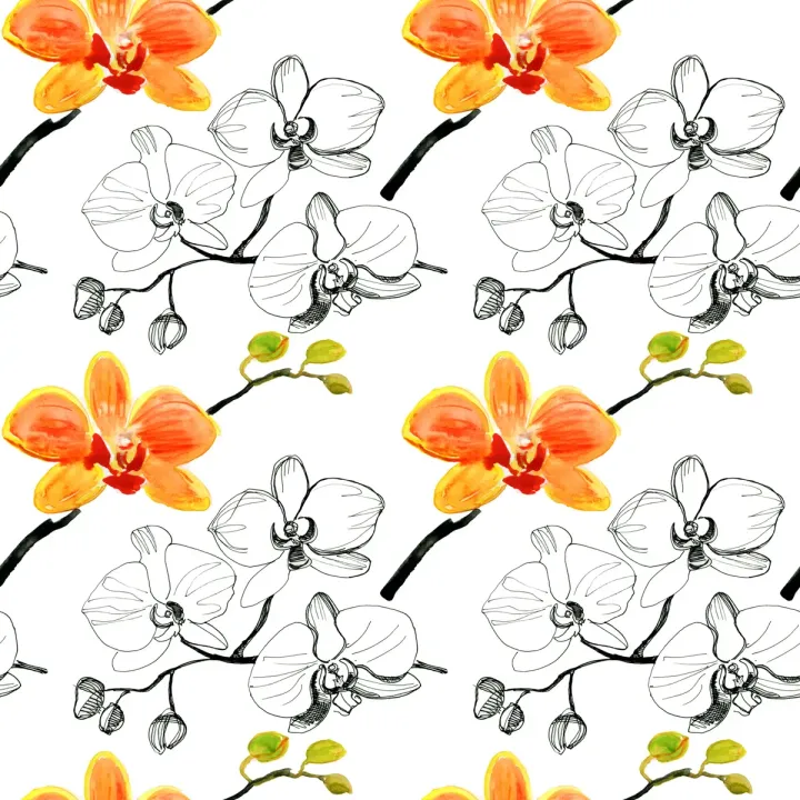 Tapeta Kwiaty Storczyki – Motyw Botaniczny z Orchideami – produkt