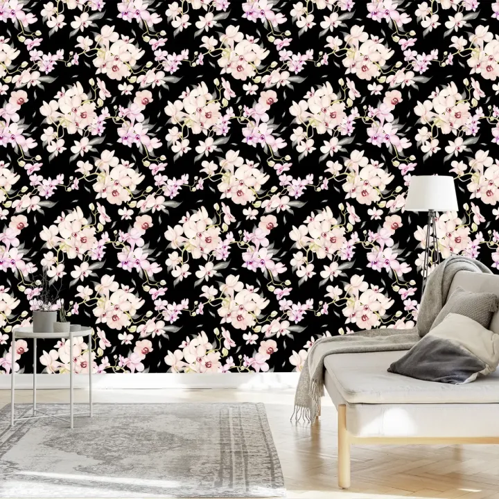 Tapeta Do Salonu Kwiaty Storczyki – Botaniczny Motyw Natury