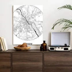 Plakat Warszawa – Minimalistyczna Mapa Stolicy z Rzekami i Dzielnicami