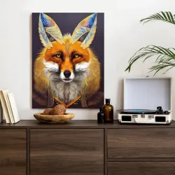 Plakat Portret Lisa – Ilustracja Zwierzęcia z Piórami