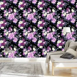 Tapeta Róże – Elegancki Bukiet w Ciemnej Kolorystyce