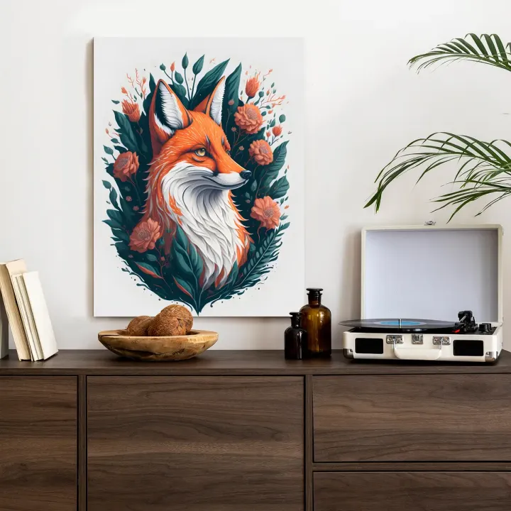 Plakat Lis Na Tle Kwiatów – Rudy Lis w Leśnej Florze – produkt