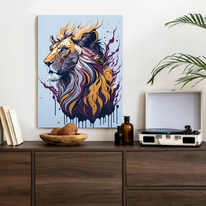 Plakat Lew – Abstrakcyjna Grafika z Dripping Paint – produkt