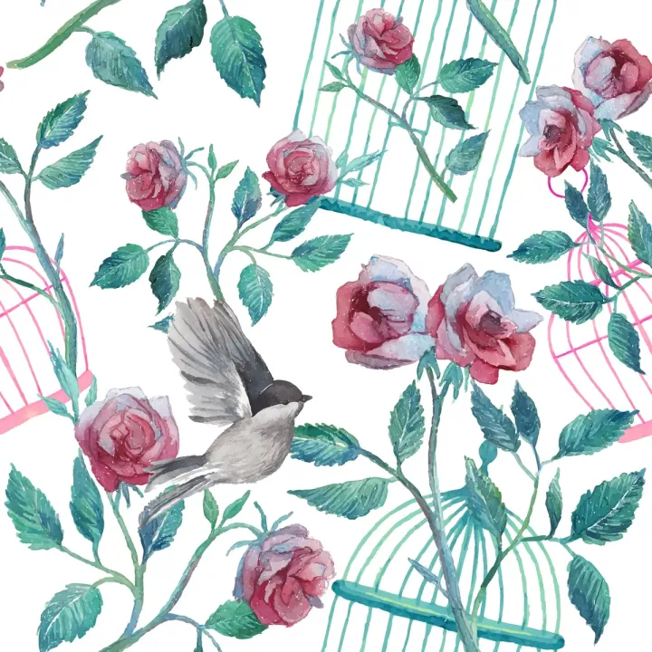 Tapeta Róże i Ptaki – Romantyczna Flora i Fauna do Ogrodu – produkt