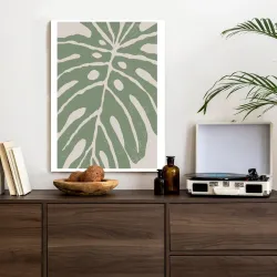Plakat Zielony Liść Monstera – Tropikalna Abstrakcja Botaniczna