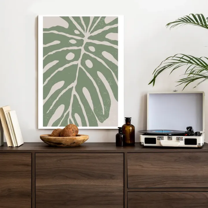 Plakat Zielony Liść Monstera – Tropikalna Abstrakcja Botaniczna – produkt