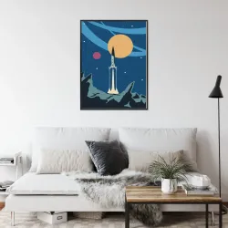Plakat Startująca Rakieta Kosmiczna – Retro-Futuryzm i Eksploracja Kosmosu