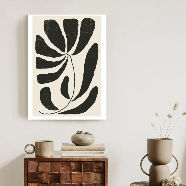 Plakat Kwiat Z Liśćmi – Abstrakcyjna Grafika W Stylu Matisse – produkt