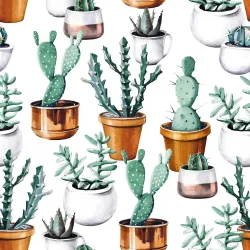 Tapeta Malowane Kaktusy – Egzotyczne Rośliny w Stylu Botanicznym