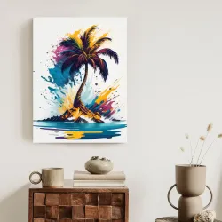 Plakat Kolorowa Palma – Tropikalna Wyspa i Abstrakcyjna Sztuka