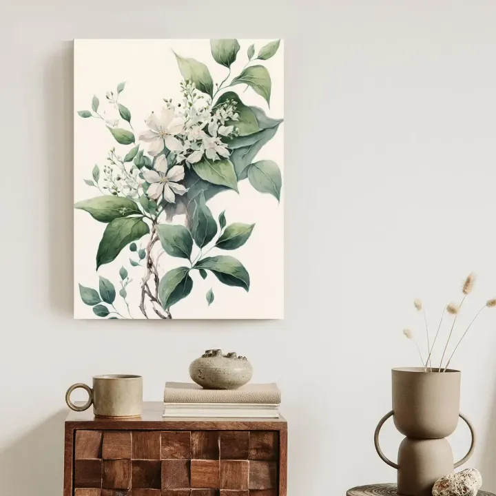Plakat Kwiaty Na Zielonej Gałązce – Botaniczny Motyw Roślinny – produkt