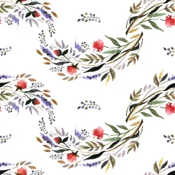 Tapeta Akwarelowy Wzór Kwiatowy – Romantyczny Wieniec Botaniczny