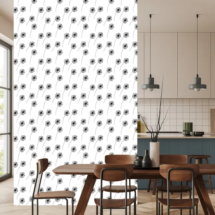 Tapeta Dmuchawce – Abstrakcyjny Rysunek Natury w Stylu Minimalistycznym