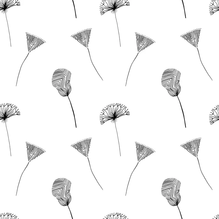 Tapeta Abstrakcyjne Kwiaty i Dmuchawce – Monochromatyczna Łąka we Wnętrzu – produkt