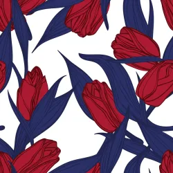 Tapeta Malowane Czerwone Tulipany – Kwiaty i Natura w Wiosennym Klimacie