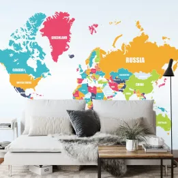 Fototapeta Mapa Świata – Geografia i Kontynenty w Twoim Wnętrzu