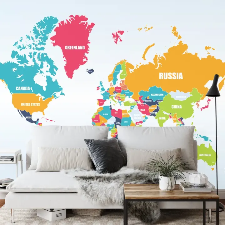 Fototapeta Mapa Świata – Geografia i Kontynenty w Twoim Wnętrzu