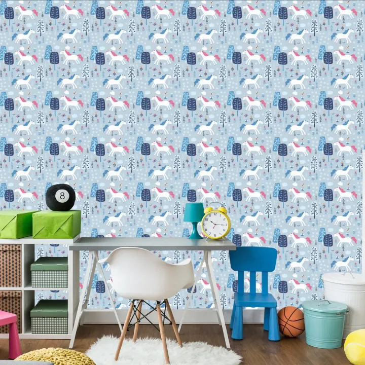 Tapeta Jednorożce w Lesie – Magiczny Motyw Leśny dla Dzieci