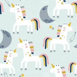 Tapeta Dla Dzieci – Jednorożce i Księżyce w Stylu Skandynawskim