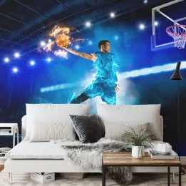 Fototapeta Płonący Koszykarz – Energia i Dynamika Sportu