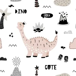 Tapeta Dinozaury – Krajobraz Jurajski z Wulkanami i Palmami