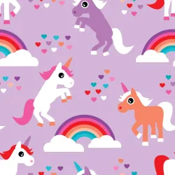 Tapeta Dla Dzieci – Jednorożce i Tęcza w Krainie Fantazji – Odcienie bieli i różu