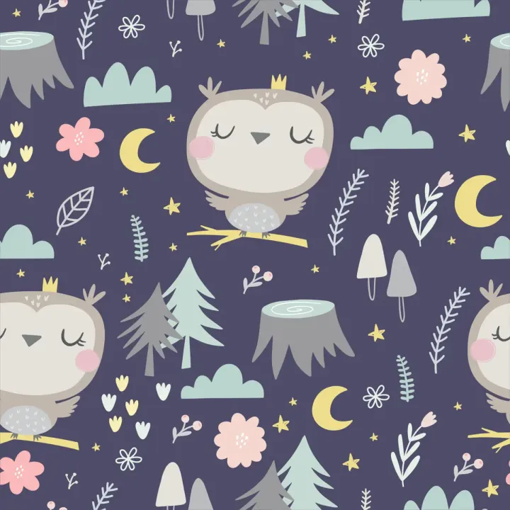 Tapeta Sowy i Chmury – Nocny Las Pełen Magii – produkt