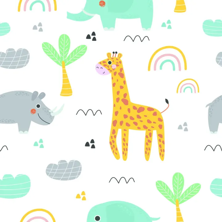 Tapeta Safari – Zwierzątka i Tęcza w Dziecięcym Pokoju – produkt