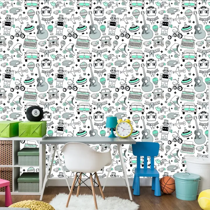Tapeta Dla Dzieci – Zabawki Vintage w Stylu Retro