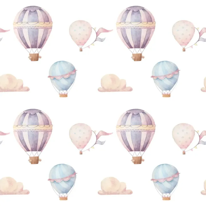 Tapeta Pastelowe Balony i Chmury – Beztroska Dekoracja do Pokoju Dziecka – produkt