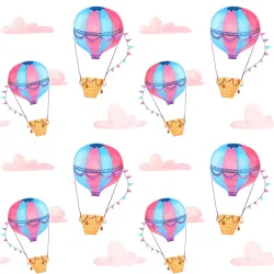 Tapeta Pastelowe Balony Chmurki – Lot Balonem nad Niebem Marzeń