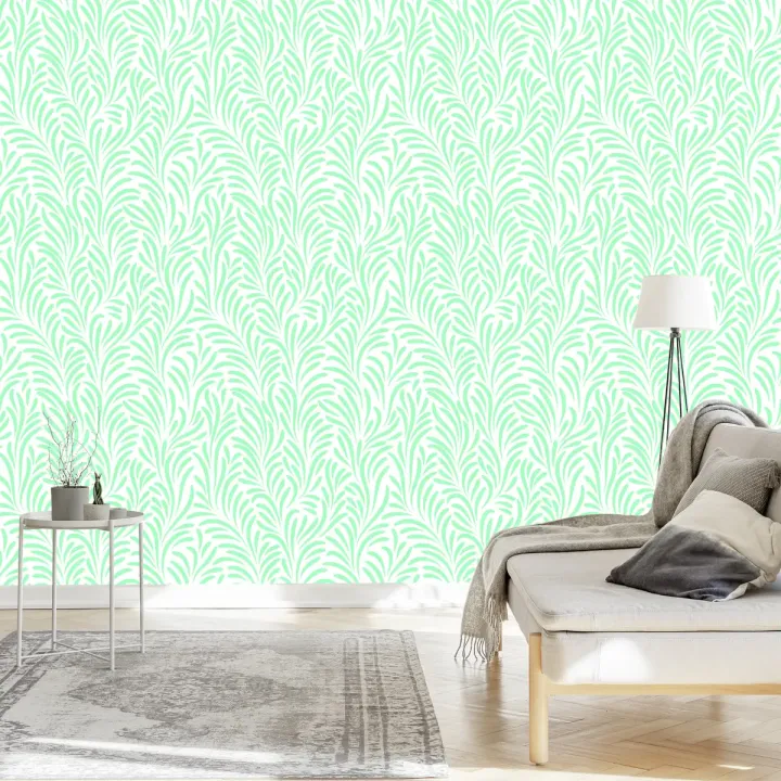 Tapeta Delikatne Liście – Botaniczny Wzór w Stylu Retro