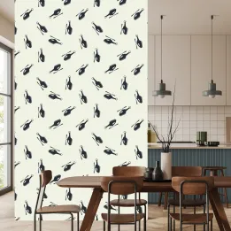 Tapeta Minimalistyczne Helikoptery – Sylwetki Śmigłowców w Stylu Awiacji