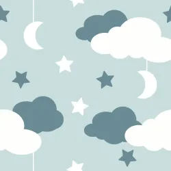 Tapeta Dla Dzieci – Kosmiczna Podróż z Gwiazdami i Chmurami