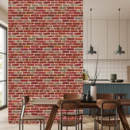 Tapeta Cegła-Mur 3D – Surowa Ceglana Elewacja w Stylu Loft