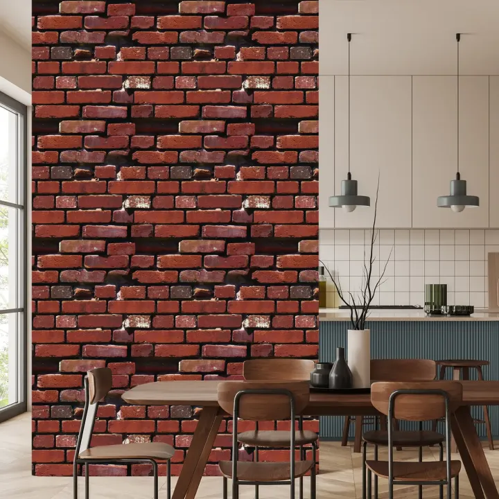 Tapeta Czerwona Cegła – Industrialny Mur w Stylu Loft