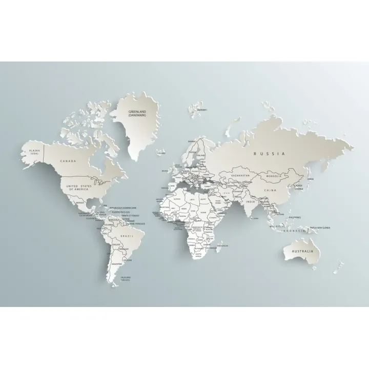 Obraz Mapa Świata – Kontynenty i Geografia w 3D