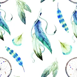Tapeta Łapacze Snów – Abstrakcyjny Wzór Boho z Piórami