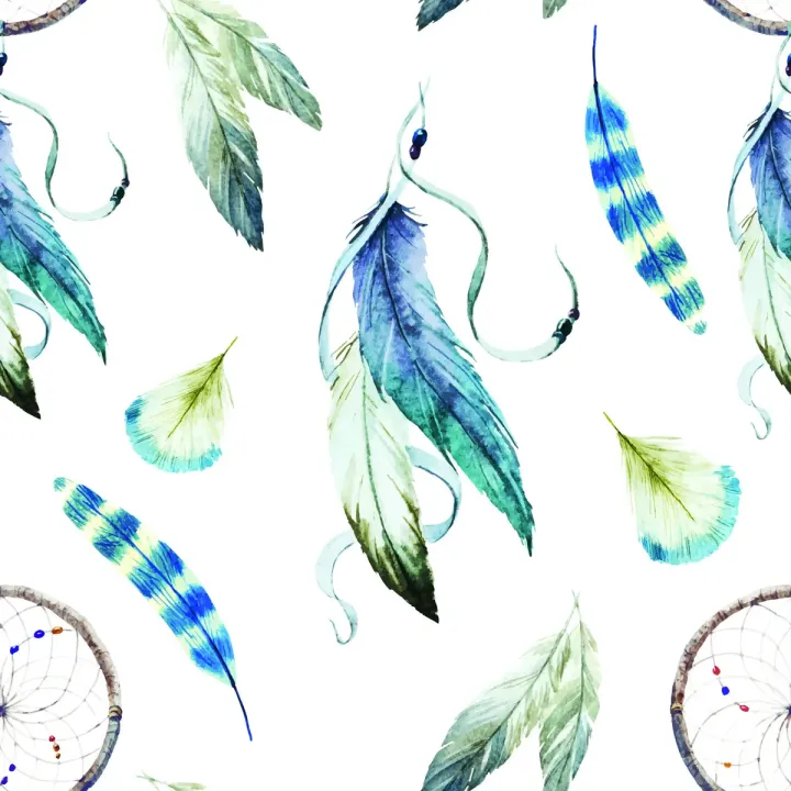 Tapeta Łapacze Snów – Abstrakcyjny Wzór Boho z Piórami – produkt