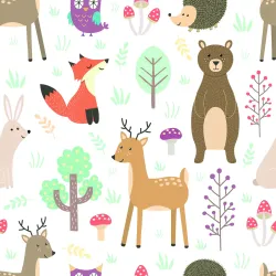Tapeta Las – Leśne Zwierzątka i Natura do Pokoju Dziecka